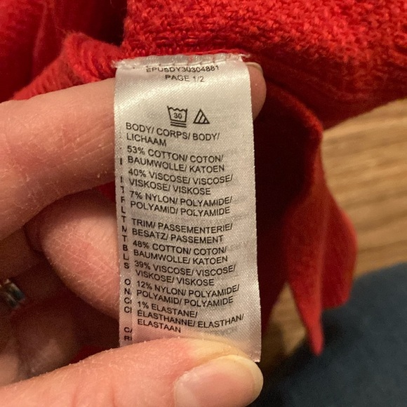 Lord and Taylor Red/orange Women's Sweater with Button Accents - Picture 5 of 7